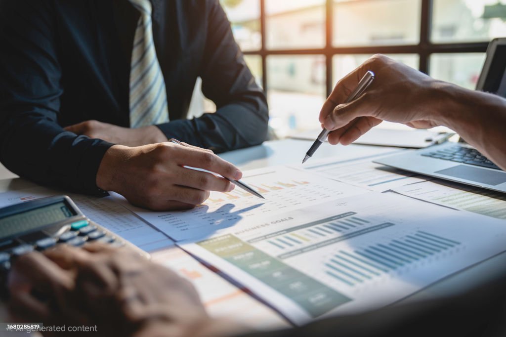 Teamwork with business people analysis cost graph on the desk in the meeting room. The business team discussed meetings and briefing strategies. Negotiation, Analysis, Discussion